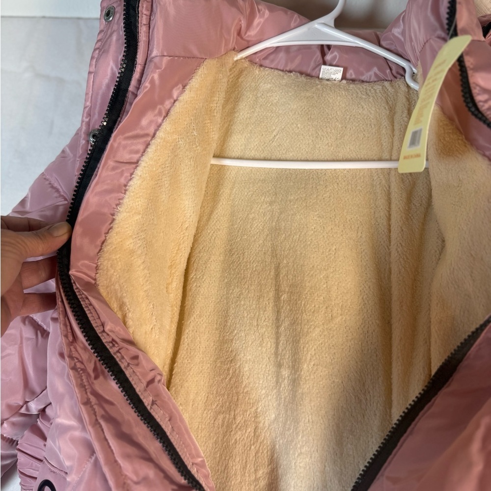 Young Girl's Zip-up with Snap Closured Hooded Pink Puffer Coat Size 3XL NWT - Picture 11 of 13